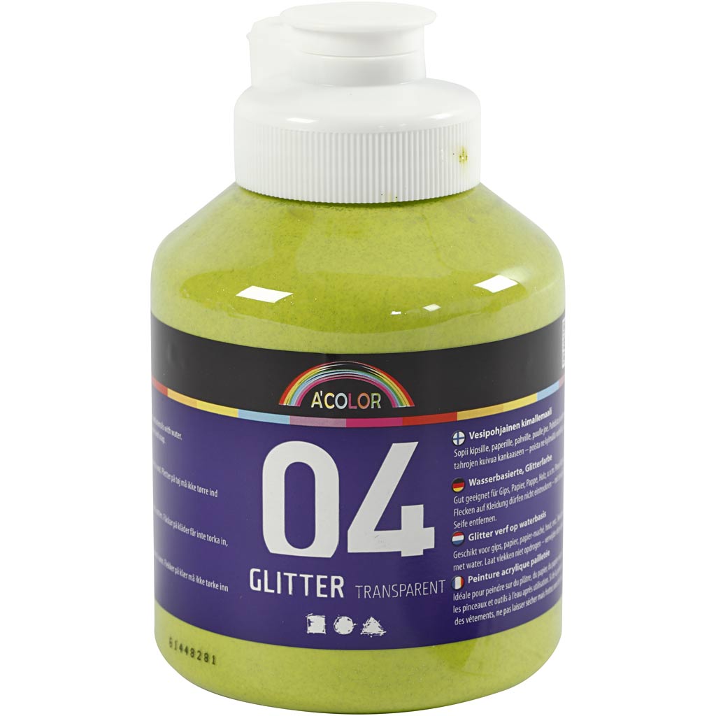 Creativ Company Acrylfarbe Glitzer für Kinder - Lime Groen, 500 ml
