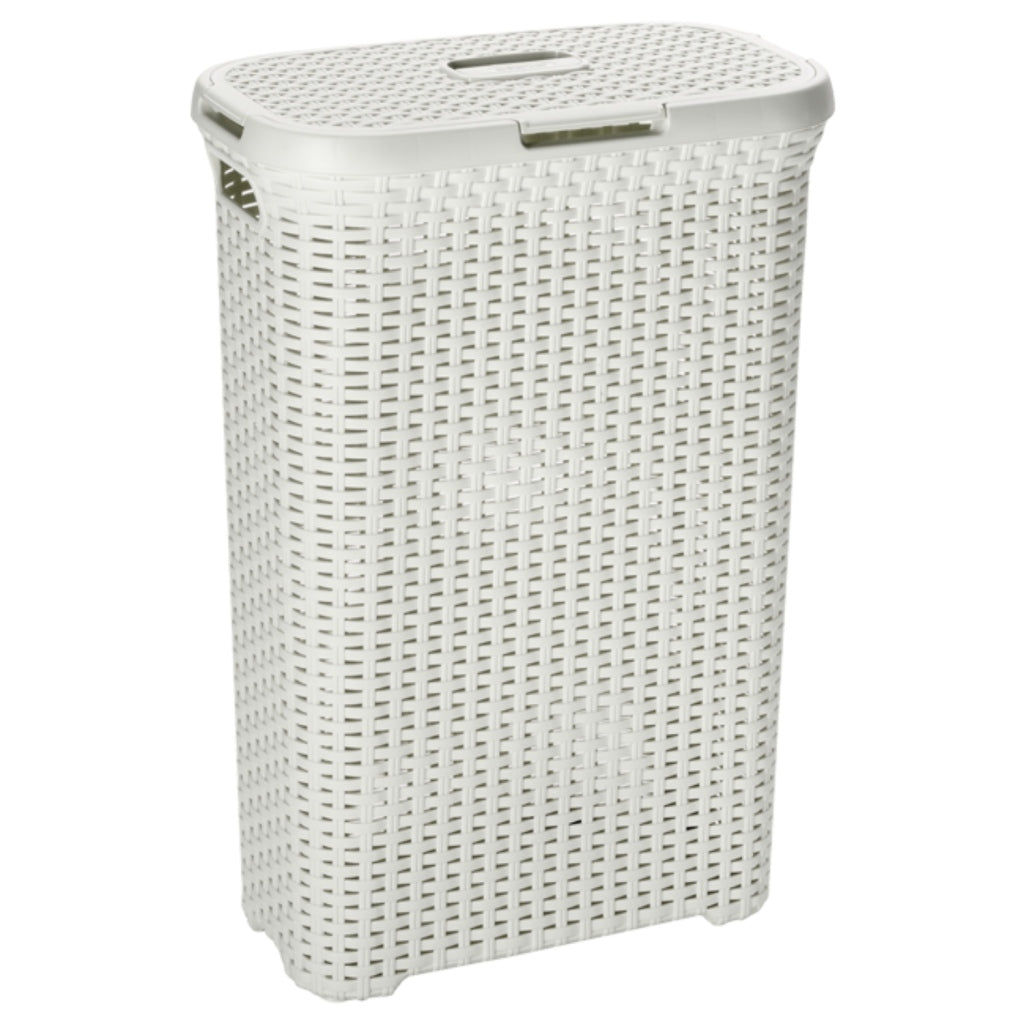 Kosz w stylu curver z pokrywką 40L White