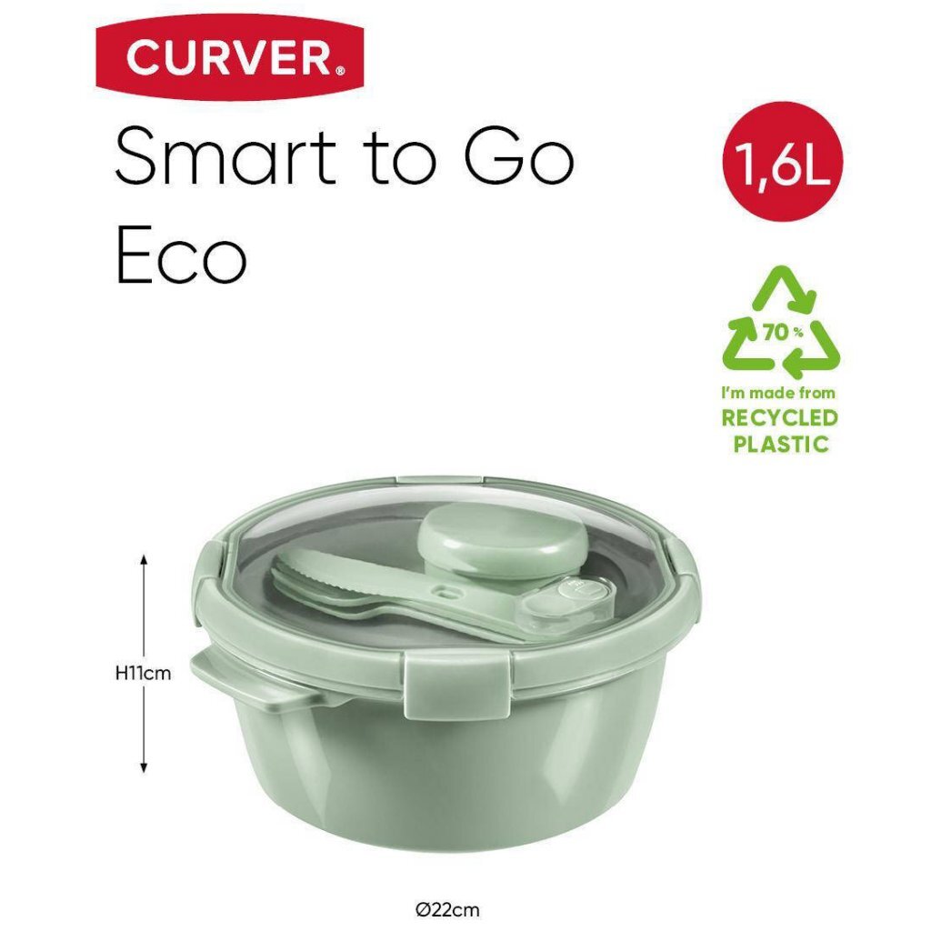 Curver Smart to Go Eco Lunch Set 1.6L + Besteckset + Wauszen