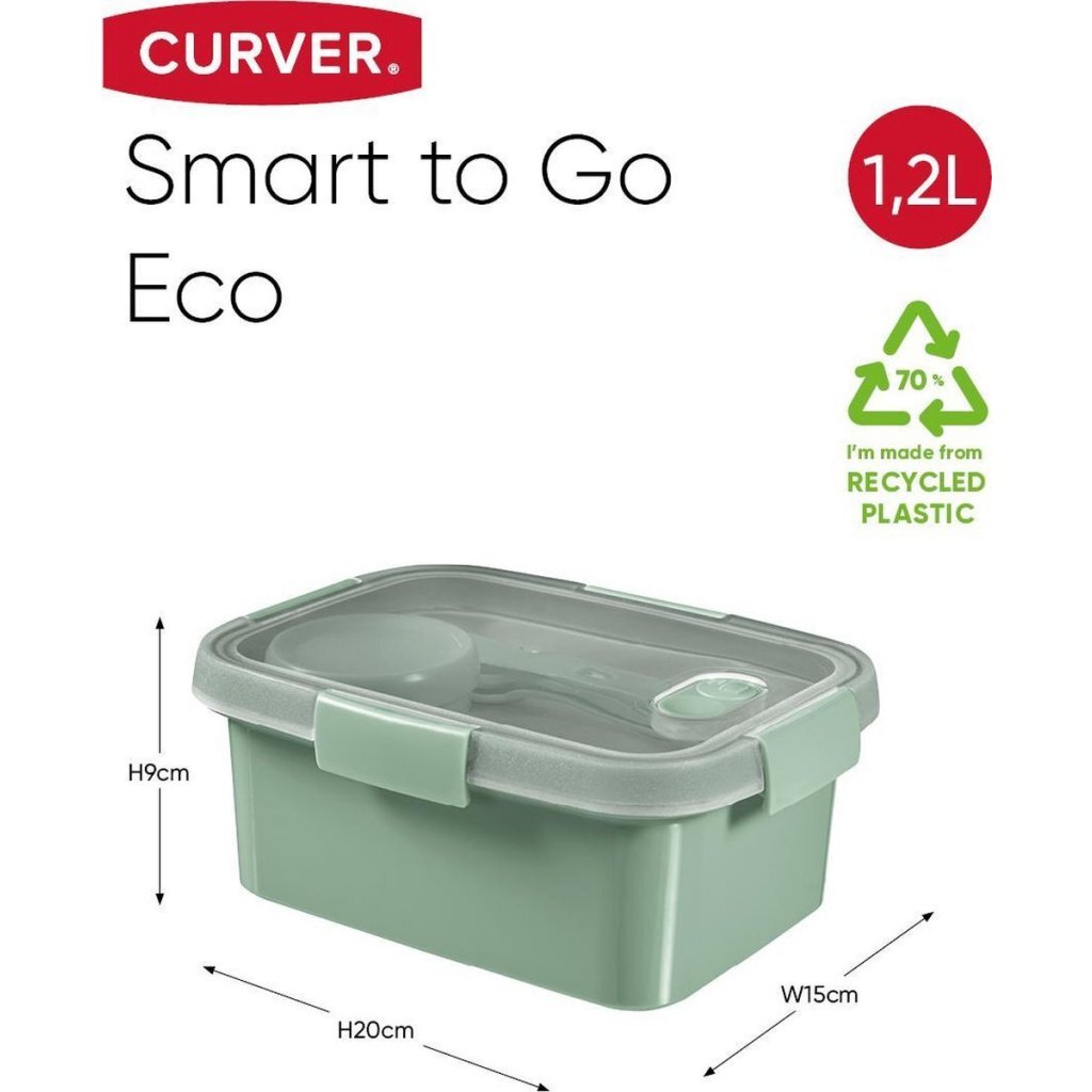 Curver Smart to Go Eco Lunchbox 1.2L + CULLERY SET + SAUSCUP