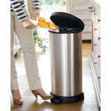 Hurver Pedal Bin Decobin Ovaal 40L Silber