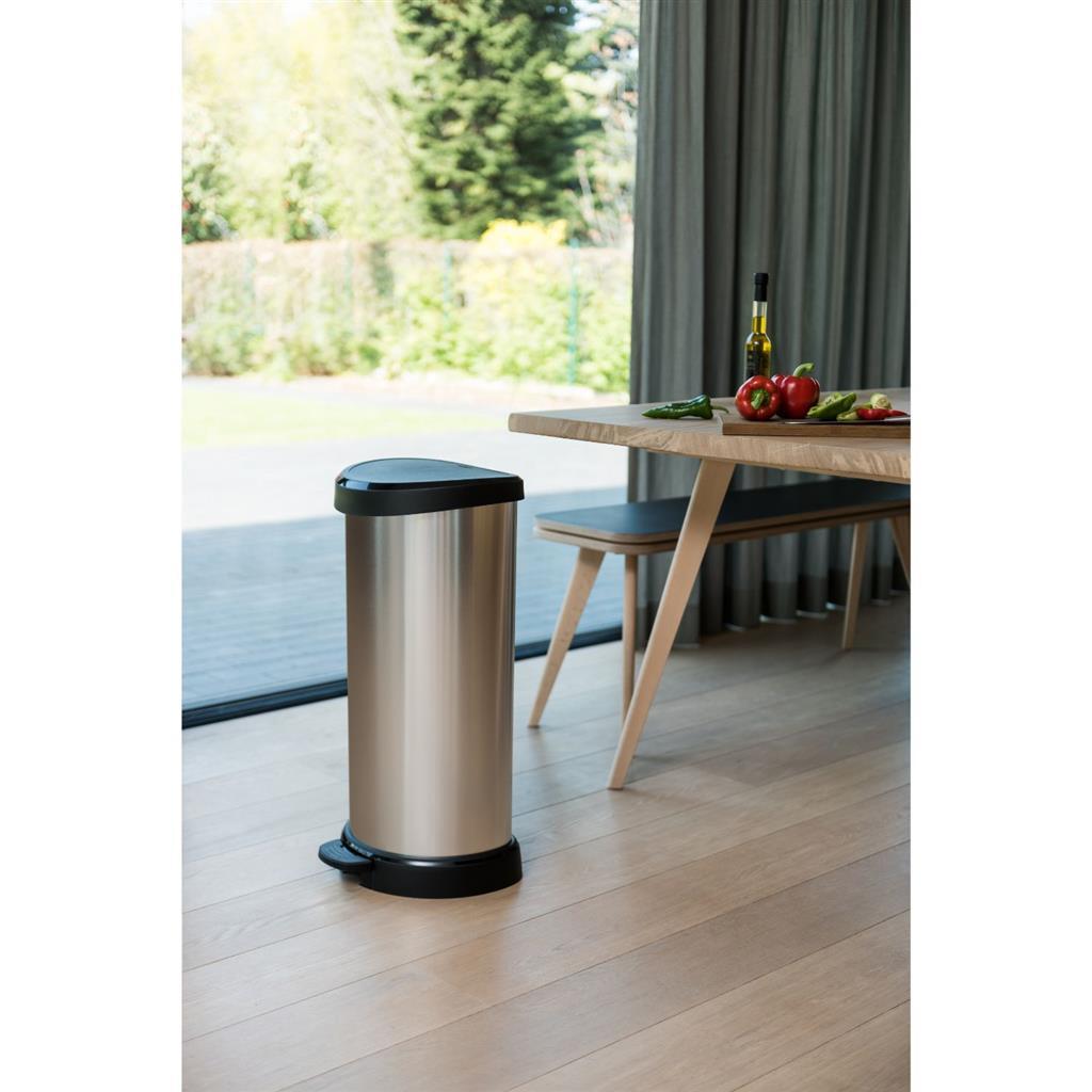 Curver Decobin Treteimer oval 40l silber schwarz