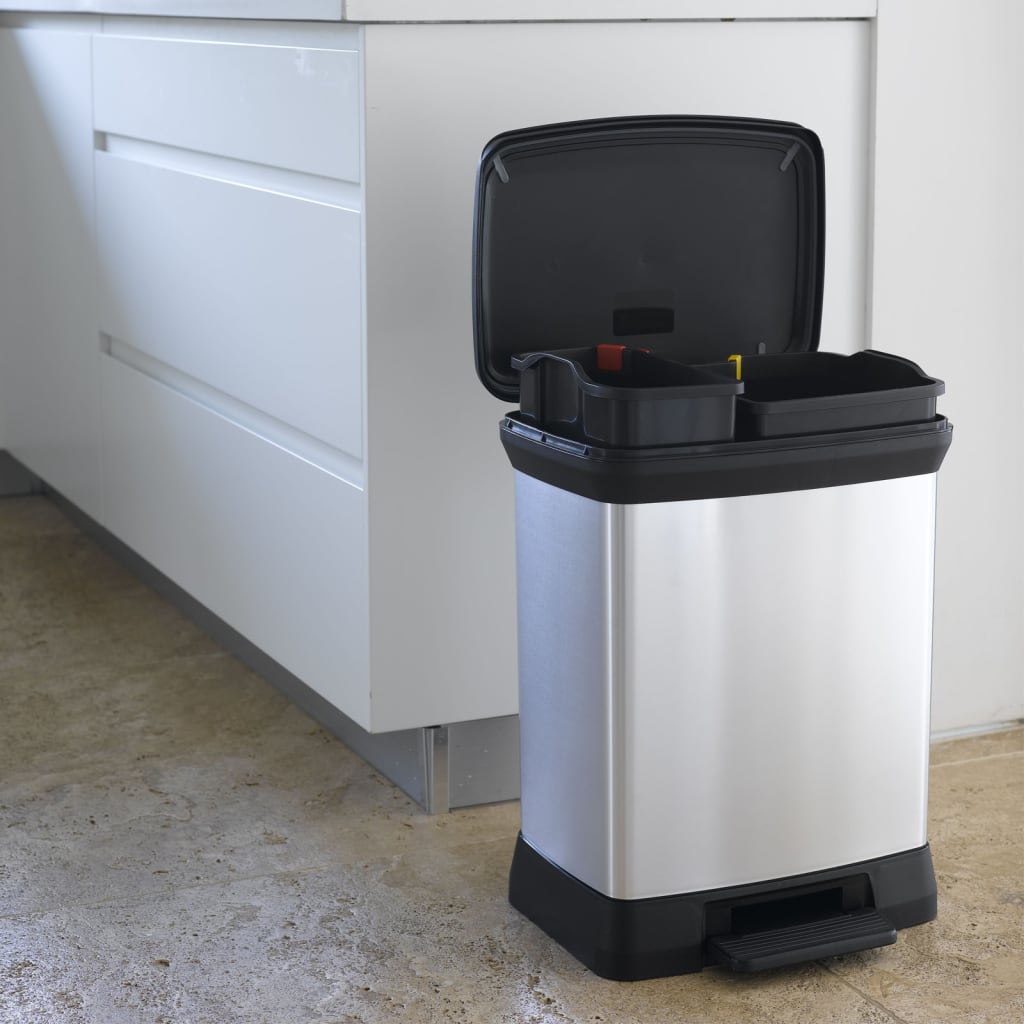 Curver Curver Pedal Bin Deco Duo 10+18 l Silberfarbe