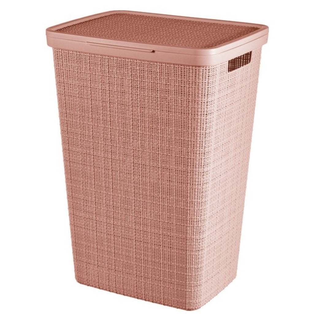 Curver curver wasmand met deksel jute-look 58l roze