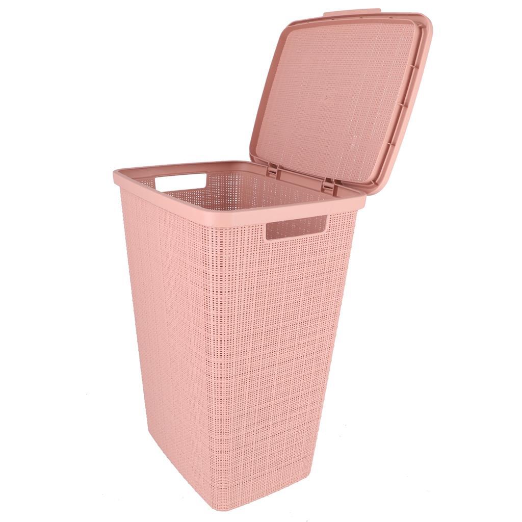 Curver laundry basket with lid jute look 58l pink