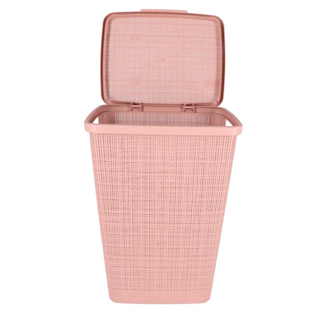 Panier à linge Curver avec look de jute de couvercle 58L rose