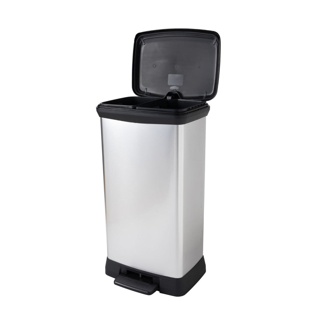 Curver Decobin Duo Pedal Bin 23L+23L Srebrny metaliczny