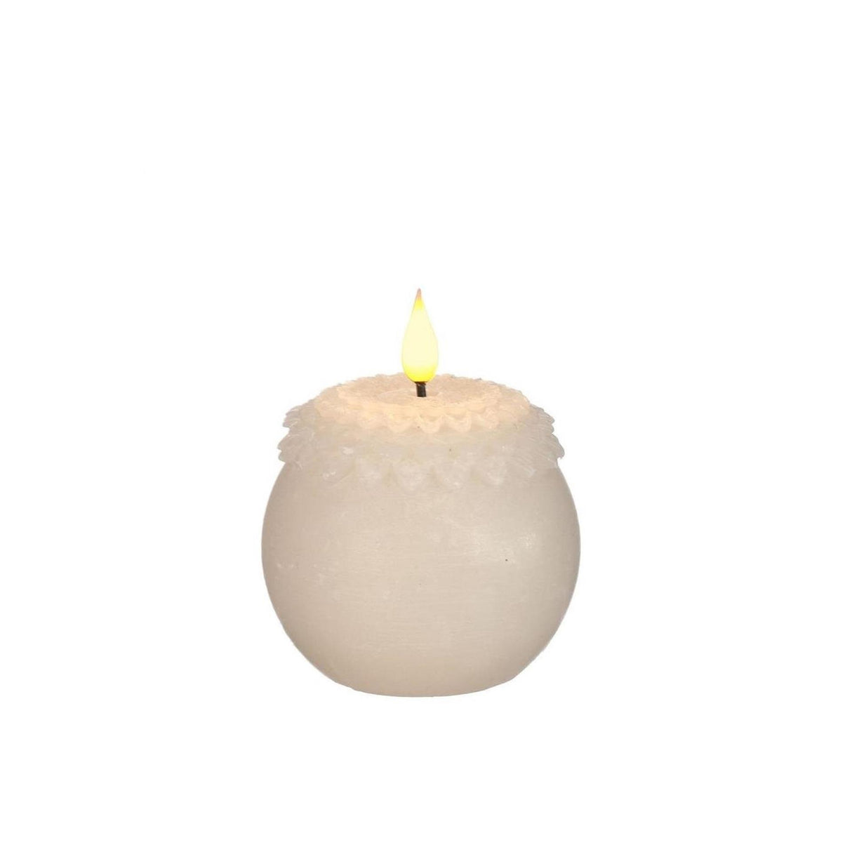 Ideen 4 Jahreszeiten LED-Kerze Wachs Blume Perle Creme ø9xh12cm