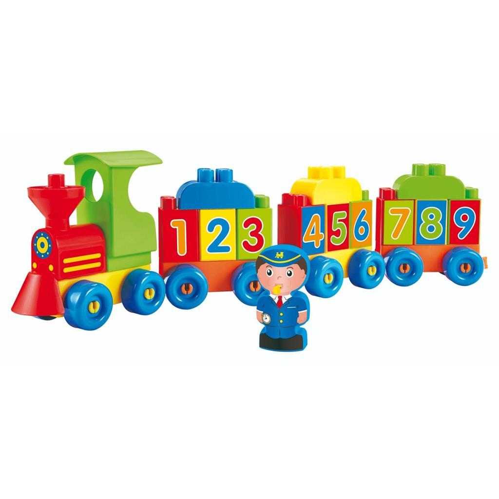 Buchstaben und Zahlen der Ecoiffier-Steinlokomotive