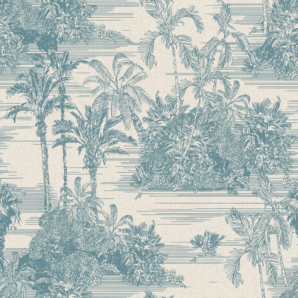 Cubos de paredes holandeses Cubos de pared holandeses Wallpaper Beige Tropical y Lichtblauw