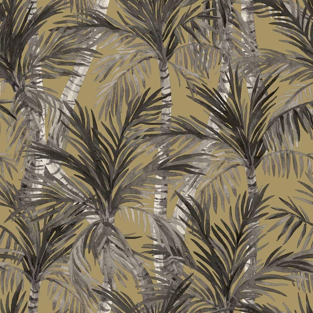 Dutch Wallcoverings Dutch Wallcoverings Wallpaper Palm Trees Gold and Black