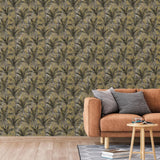 Dutch Wallcoverings Dutch Wallcoverings Wallpaper Palm Trees Gold and Black