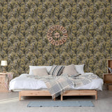 Hollandske Wallcoverings Dutch Wallcoverings Tapet Palm Trees Guld og sort