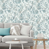 DUTCH WALLCOVERINGS DUTCH WALLCOVERINGS Behang bladeren en toekan blauw