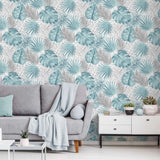 Hollandske Wallcoverings Dutch Wallcoverings tapet Monstera forlader blå