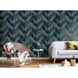 Holländska väggbeklädnader Dutch Wallcoverings Wallpaper Palm Betrol Blauw