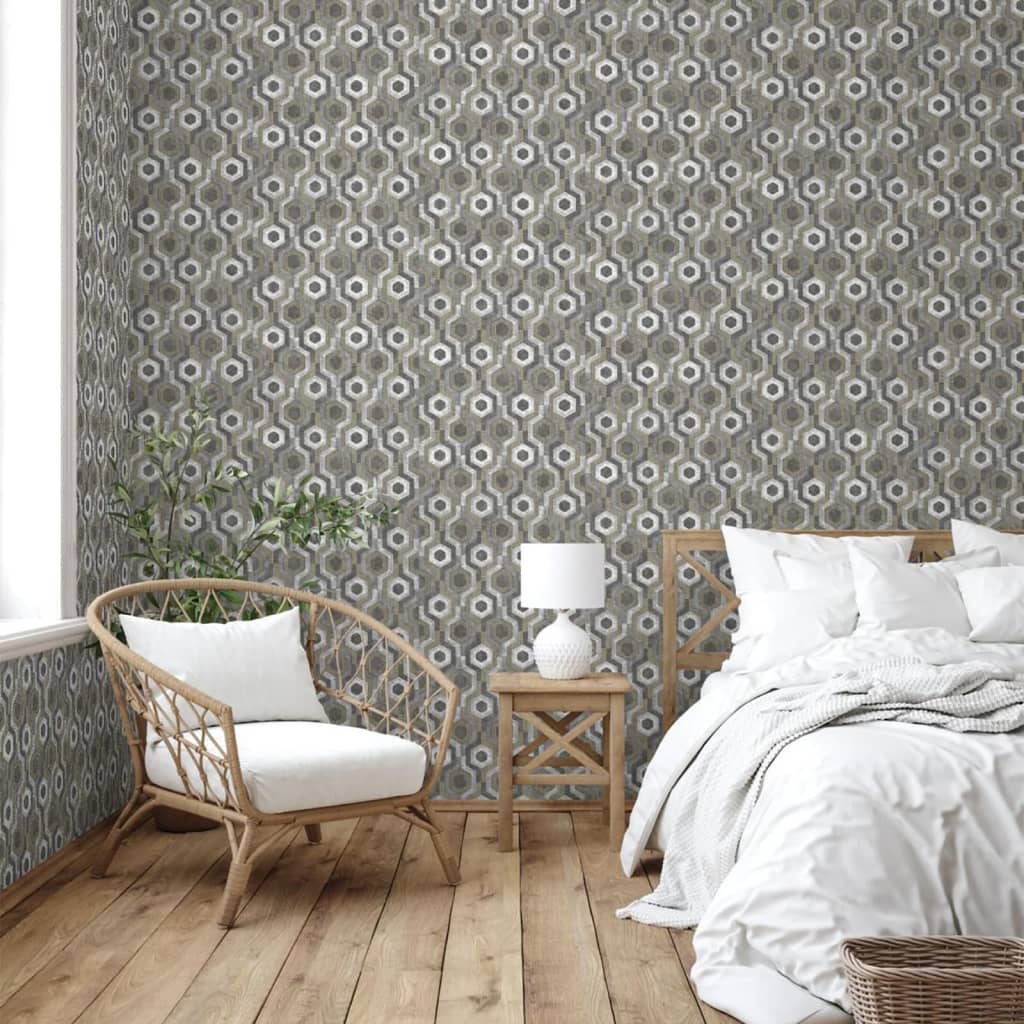 Hollandske Wallcoverings Dutch Wallcoverings Tapet Galaktisk sølvfarvet og brun