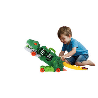 Kein Marken-Kiddygo-Transporter-Dino-Spielzeug mit 2 Druckgussautos und Rennstrecke.