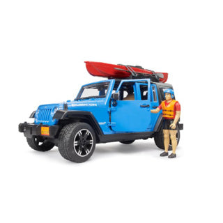 Bruder Jeep Wrangler Rubicon mit Kajak und Kajakfahrer 1:16