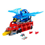 Hot Wheels City – Ultimatives Doppeldrachen-Transportfahrzeug und 2 Spielzeugautos