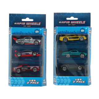 Rapid wheels auto die cast 3 pack assorti | 6 stuks