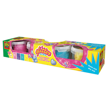 Ses Creative Ses Glitzer-Ton – 4 Tontöpfe