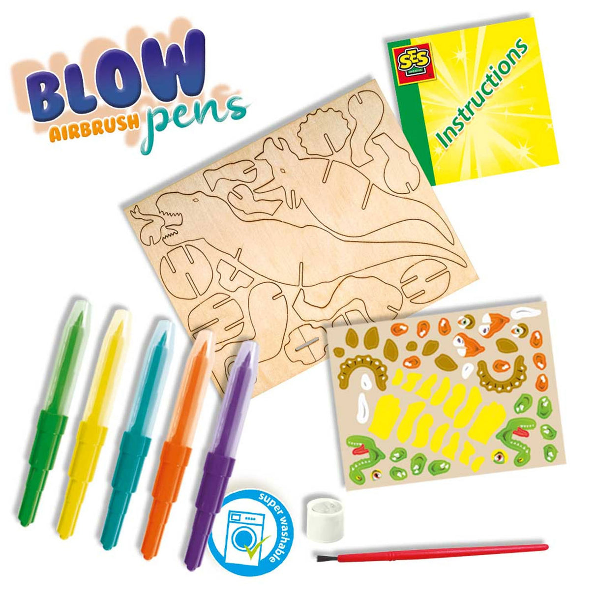 SES Creative SES Blow Airbrush Blasstifte Dinosaurier