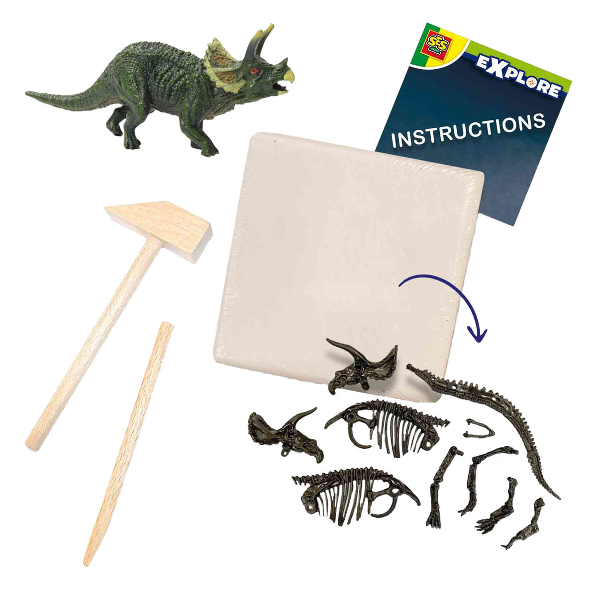 SES Explore en Skelet Opgraven 2in1 Triceratops