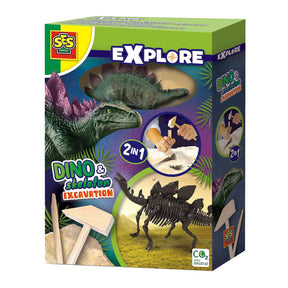 SES kreative SES erkunden Dino und Skelett graben 2in1 aus – Stegosaurus