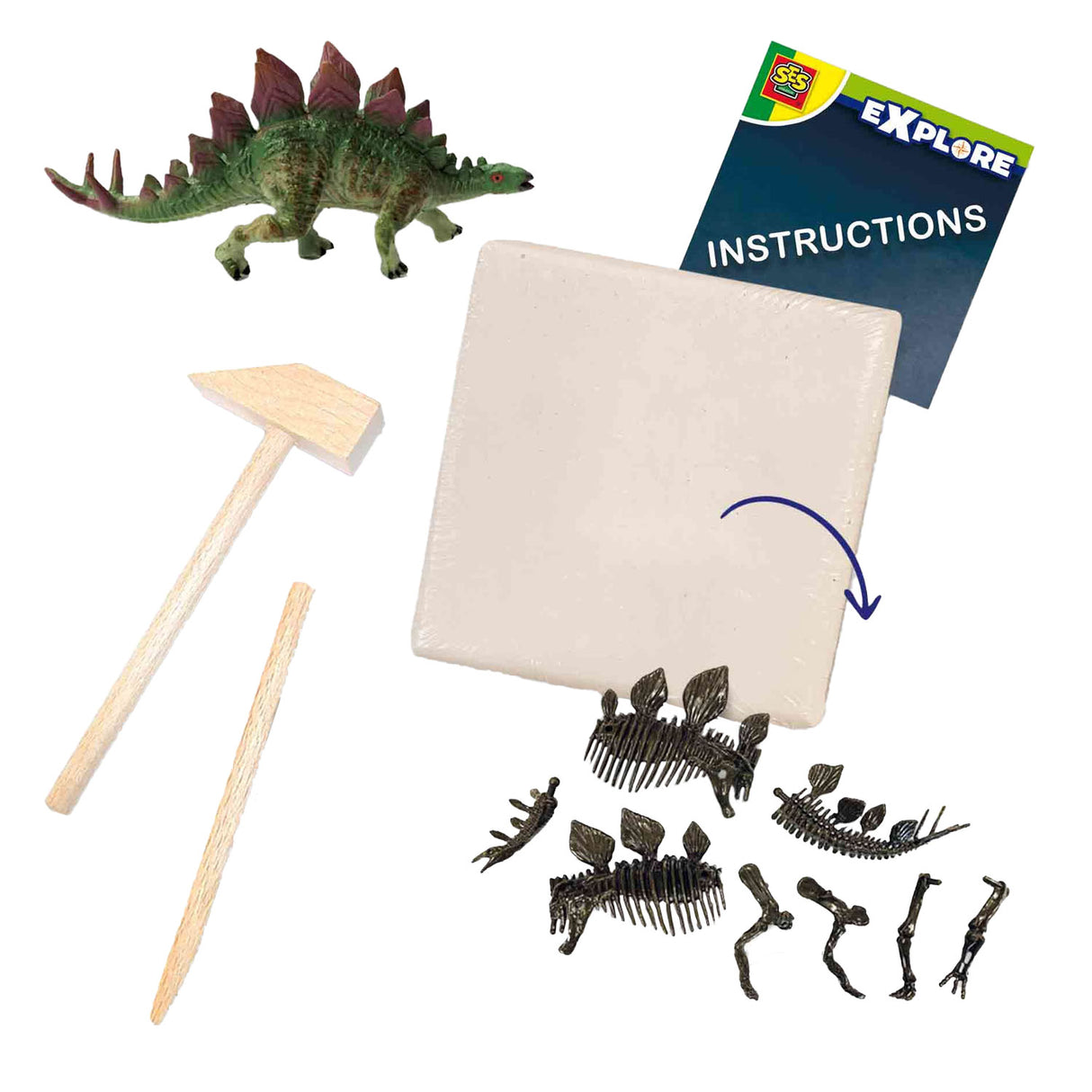 SES erforschen Dino und Skelett 2in1-Stegosaurus ausgegraben