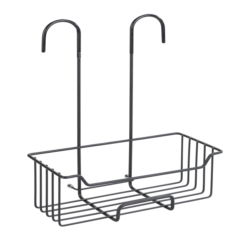 Wenko doucherek milo rvs zwart 25x36cm - zonder boren - doucherekje hangend - douchemand - douchecaddy ophangbaar