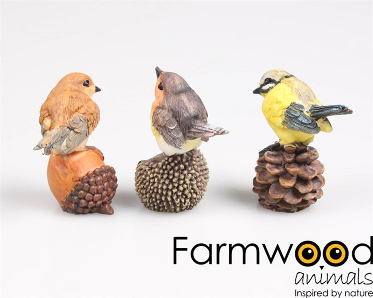 Farmwood animals tuinbeeld vogel op noot 5x3x6 cm