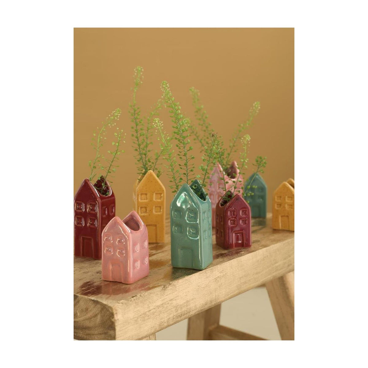 Ideen 4 Jahreszeiten Blumenvase Haus Amsterdam 3x3x8cm 4-fach sortiert