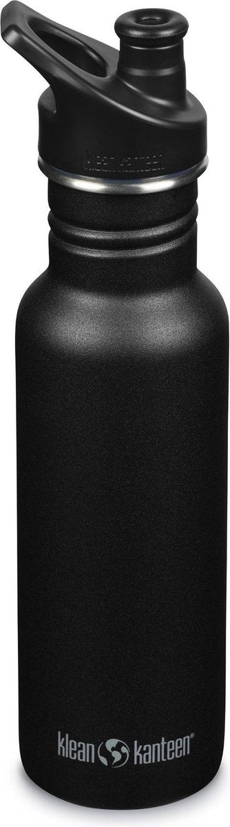 Klean Kanteen klassische schmale Trinkflasche mit Sportverschluss – 532 ml – Edelstahl – Schwarz