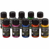 Creativ Company Textilfarbe verschiedene Farben, 10x50ml.