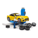 Bruder Spielzeugauto-Servicecenter mit Roadster – Auto-Spielset.