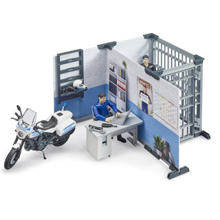 Bruder Bworld Polizeistation mit Polizeimotorrad