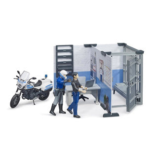 Bruder Bworld Polizeistation mit Polizeimotorrad