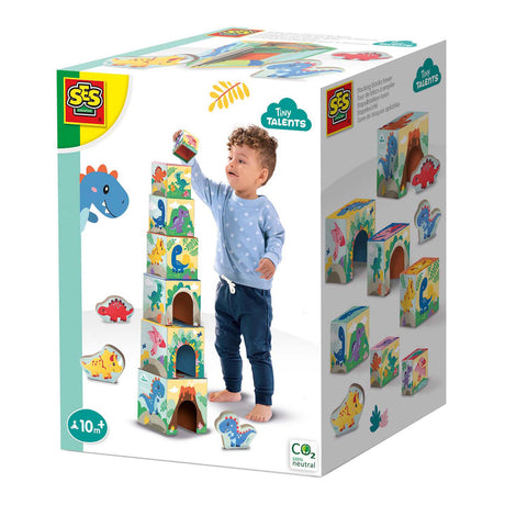 SES Creative SES Stapelblockturm mit Dino-Figuren