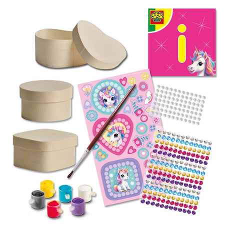 Ses creative - Hobby Pink - Einhorn - Diamantmalerei - Basteln für Mädchen - Schmuckschatullen aus Holz - ab 5 Jahren