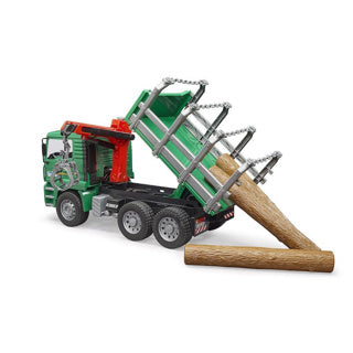 Bruder Man TGA Holztransporter mit Kran und Baumstämmen