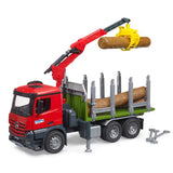 Bruder Mercedes-Benz Arocs Holztransporter mit Kranarm und 3 Baumstämmen
