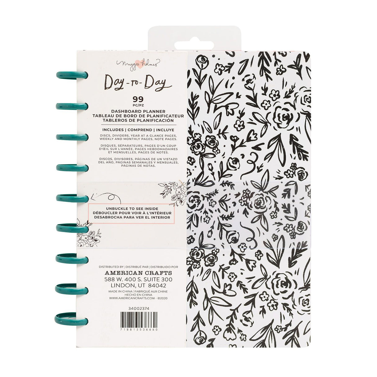 Crate paper • day-to-day dashboard planner black and white floral