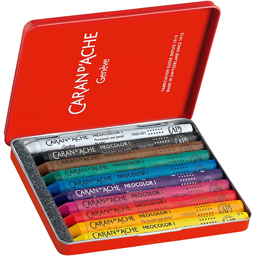 Caran dache caran d'ache neocolor i, L: 10 cm, Stärke 8,5 mm, verschiedene Farben, 10 Stück 1 Box
