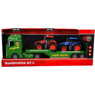 Rapid Wheels Autotransporter mit 2 Traktoren mit Licht, Sound und Reibung