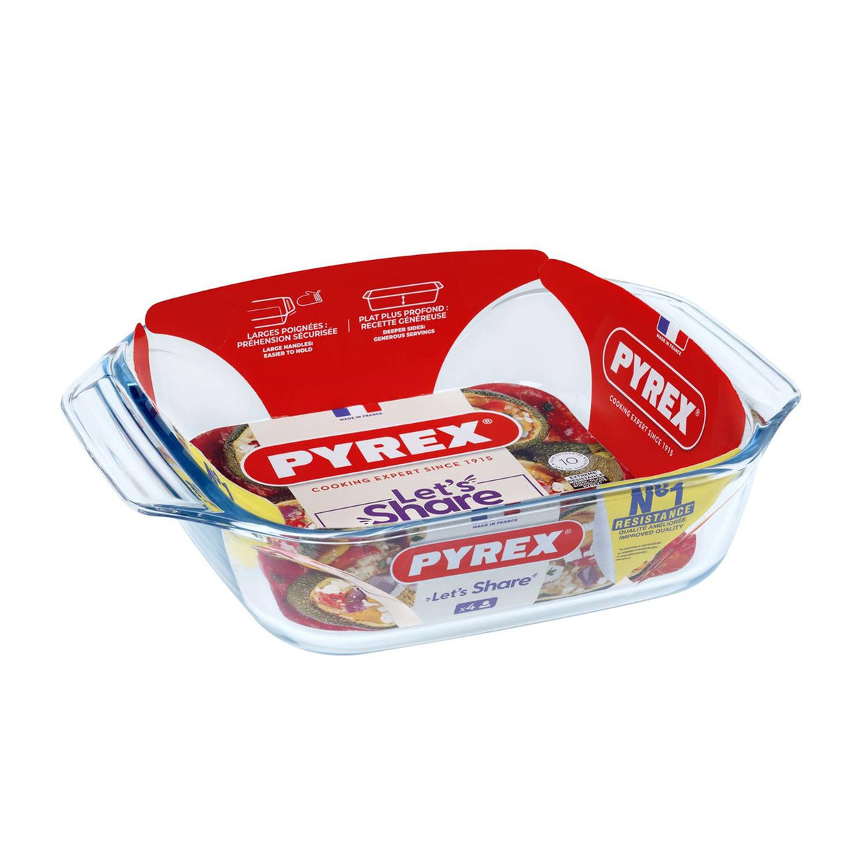 Pyrex-Auflaufform, quadratisch, 29 x 23 cm, Glas