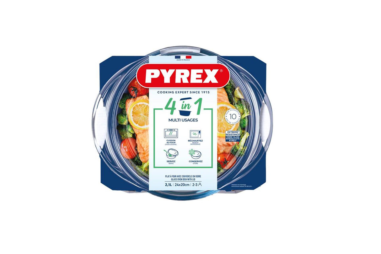 Pyrex klassische runde Auflaufform 2,1 l mit Deckel