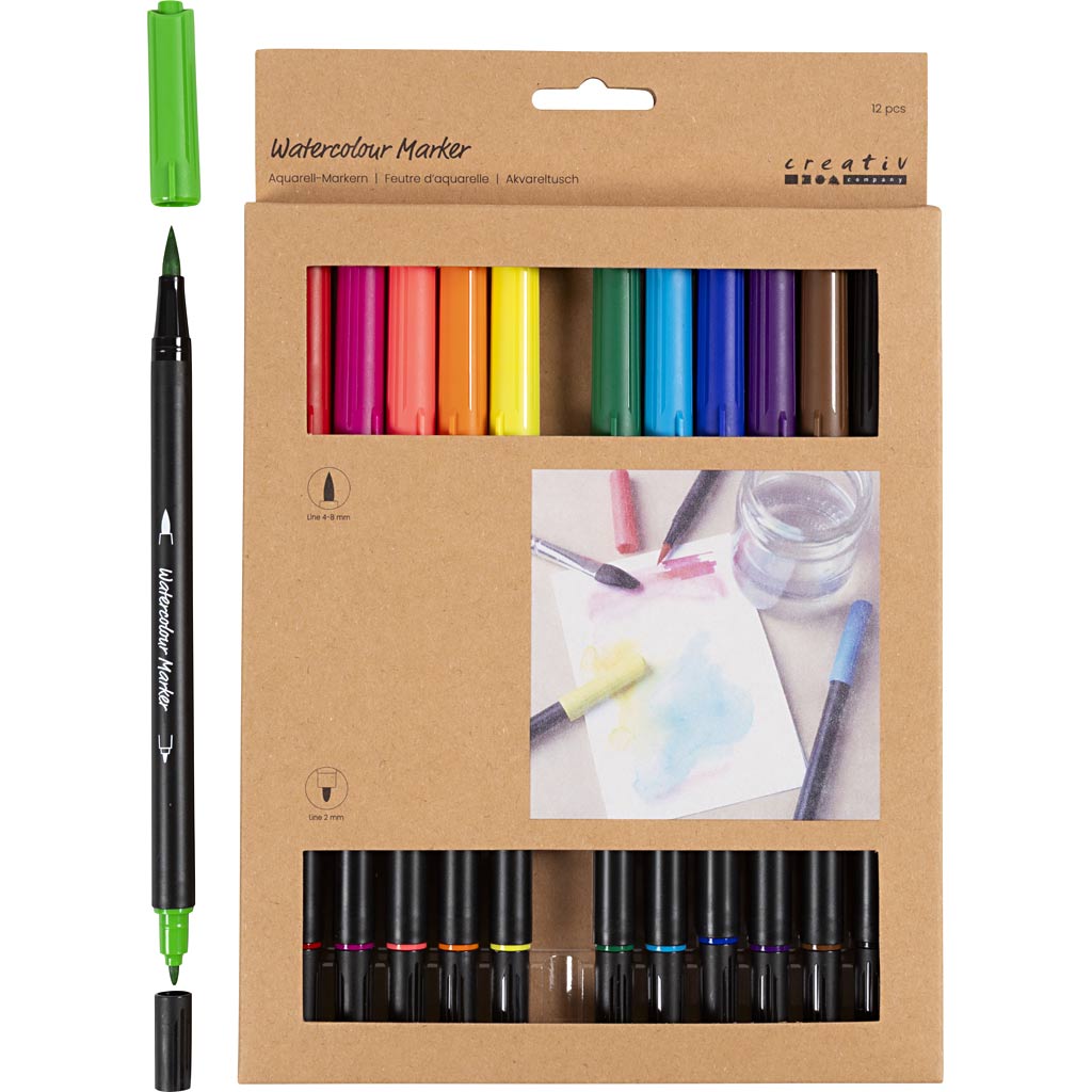 Aquarell Marker Standardfarben, 12st.