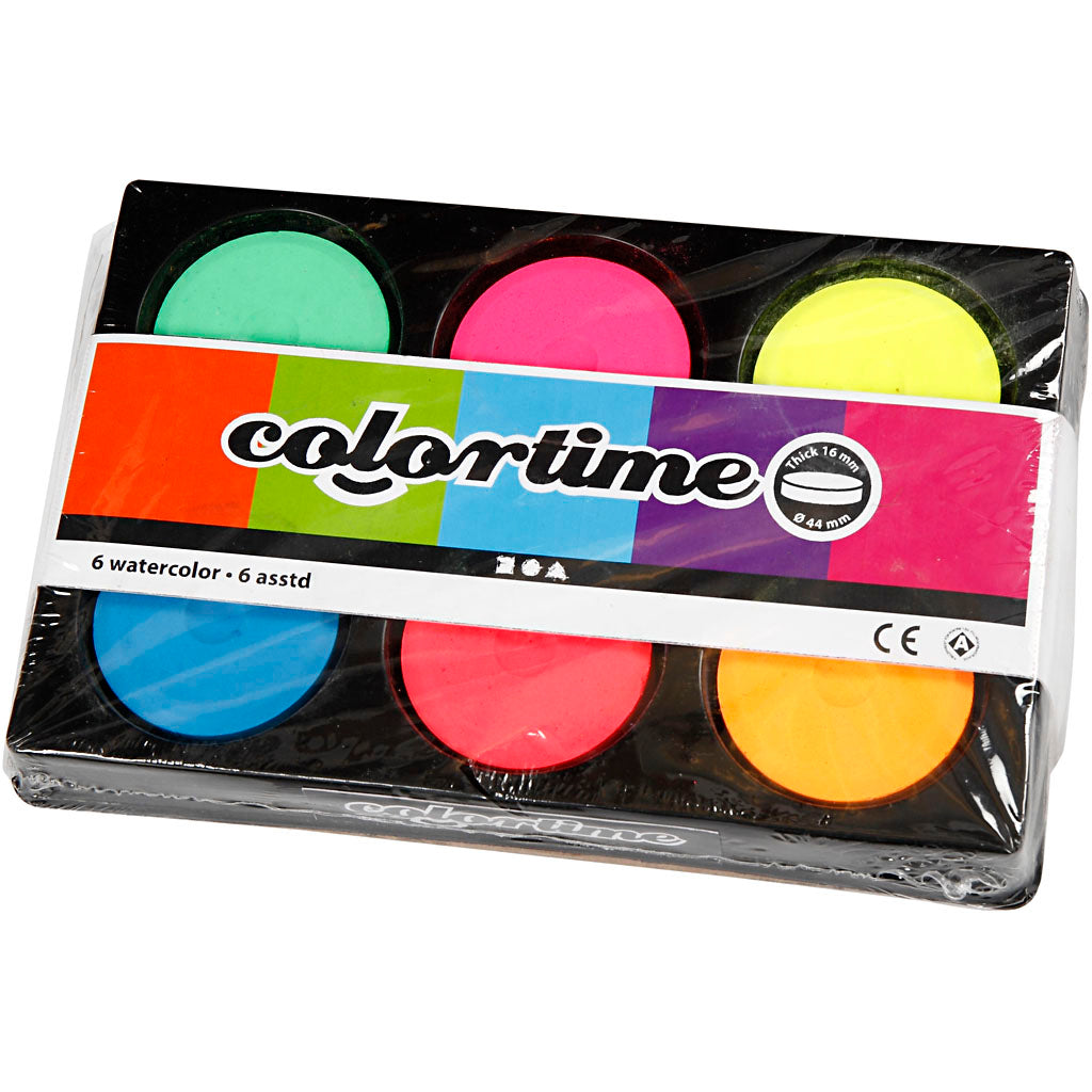 Colortime Aquarell, H: 16 mm, T 44 mm, Neonfarben, 1 Box