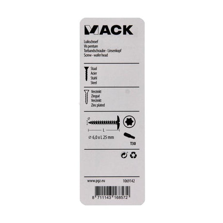 Mack 1069142 - luikschroef blauw verzinkt 6,0 x 25 mm 10st | 5 stuks